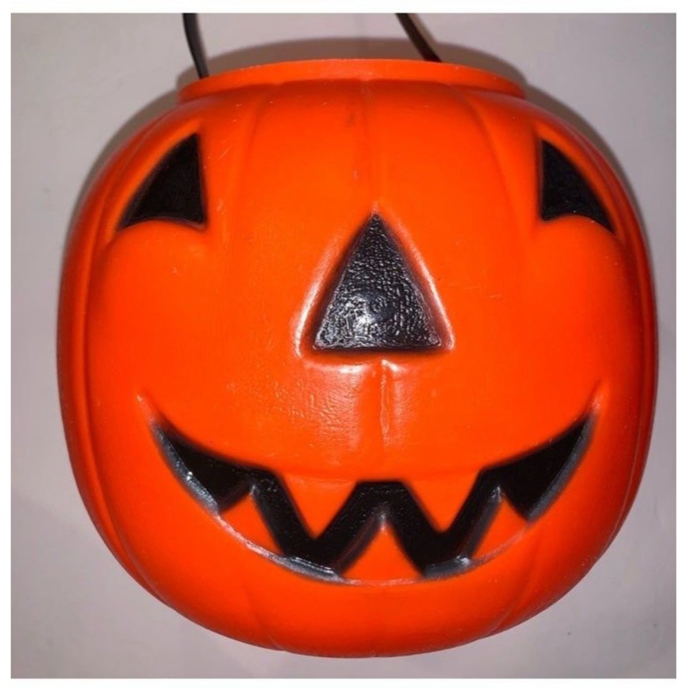 General Foam Plastic Pumpkin Jack O'Lantern Pail Vintage 1980